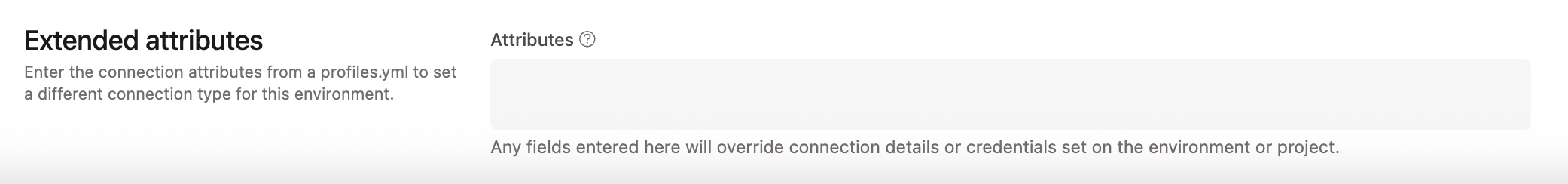 Example of the Extended attributes text box Example of the Extended attributes text box